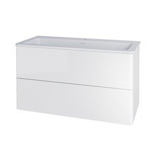 MEREO - Siena, kúpeľňová skrinka s umývadlom z liateho mramoru 101 cm, biela lesk CN412M1