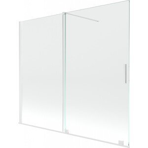MEXEN/S - Velar Dvojkrídlová posuvná vaňová zástena 180 x 150 cm, transparent, biela 896-180-000-01-20