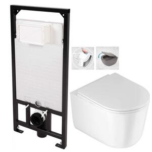 DEANTE Podstavný rám, pre závesné WC misy bez tlačidla + WC DEANTE Jasmin so sedadlom RIMLESS CST_WC01 X JA1