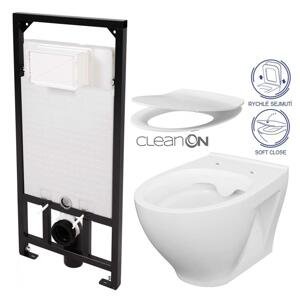 DEANTE Podstavný rám, pre závesné WC misy bez tlačidla + WC CERSANIT CLEANON MODUO + SEDADLO CST_WC01 X MO1