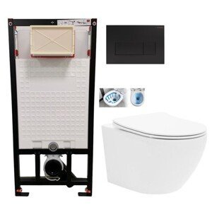 DEANTE Podstavný rám, pre závesné WC misy + SLIM tlačidlo černé + WC CALANI Loyd + SEDADLO CST_WC01 N51P LO1