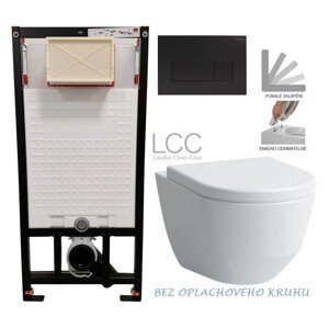 DEANTE Podstavný rám, pre závesné WC misy + SLIM tlačidlo černé + WC LAUFEN PRO LCC RIMLESS + SEDADLO CST_WC01 N51P LP2