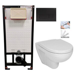DEANTE Podstavný rám, pre závesné WC misy + SLIM tlačidlo černé + WC JIKA LYRA PLUS + SEDADLO duraplastu SLOWCLOSE CST_WC01 N51P LY5