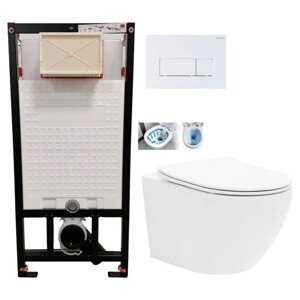 DEANTE Podstavný rám, pre závesné WC misy + SLIM tlačidlo bílé + WC CALANI Loyd + SEDADLO CST_WC01 A51P LO1