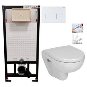 DEANTE Podstavný rám, pre závesné WC misy + SLIM tlačidlo bílé + WC JIKA LYRA PLUS 49 + SEDADLO duraplastu SLOWCLOSE CST_WC01 A51P LY4
