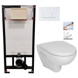 DEANTE Podstavný rám, pre závesné WC misy + SLIM tlačidlo bílé + WC JIKA LYRA PLUS + SEDADLO duraplastu SLOWCLOSE CST_WC01 A51P LY5