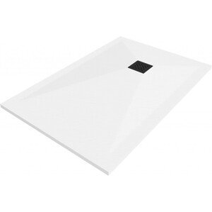 MEXEN/S - Stone+ obdĺžniková sprchová vanička 140 x 70, biela, mriežka čierna 44107014-B