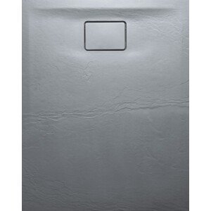 SAPHO - ACORA sprchová vanička,litý mramor,obdĺžnik 100x80x2,9cm, šedá,dekor kameň AC023