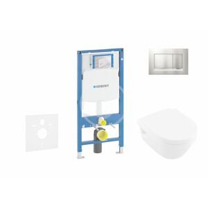 GEBERIT - Duofix Modul na závesné WC s tlačidlom Sigma30, matný chróm/chróm + Villeroy Boch - WC a doska, DirectFlush, SoftClose, CeramicPlus 111.300.00.5 NB7