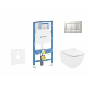 GEBERIT - Duofix Modul na závesné WC s tlačidlom Sigma30, matný chróm/chróm + Ideal Standard Tesi - WC a doska, Rimless, SoftClose 111.300.00.5 NE7