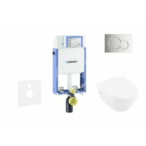 GEBERIT - Kombifix Modul na závesné WC s tlačidlom Sigma01, lesklý chróm + Villeroy Boch - WC a dosky, DirectFlush, SoftClose, CeramicPlus 110.302.00.5 NB2