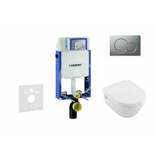 GEBERIT - Kombifix Modul na závesné WC s tlačidlom Sigma01, matný chróm + Villeroy Boch - WC a doska, DirectFlush, SoftClose, CeramicPlus 110.302.00.5 NB3