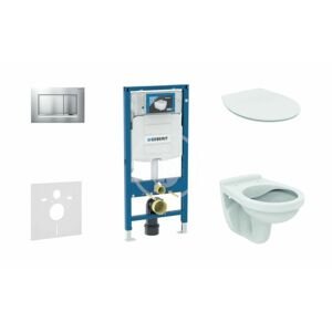 GEBERIT - Duofix Modul na závesné WC s tlačidlom Sigma30, matný chróm/chróm + Ideal Standard Quarzo - WC a doska 111.300.00.5 ND7