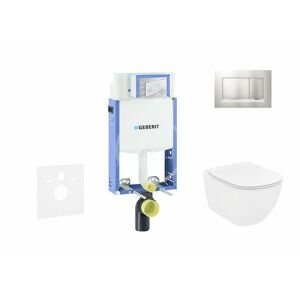 GEBERIT - Kombifix Modul na závesné WC s tlačidlom Sigma30, matný chróm/chróm + Ideal Standard Tesi - WC a doska, Rimless, SoftClose 110.302.00.5 NE7