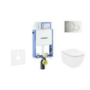 GEBERIT - Kombifix Modul na závesné WC s tlačidlom Sigma01, lesklý chróm + Ideal Standard Tesi - WC a doska, Rimless, SoftClose 110.302.00.5 NE2