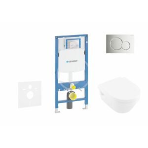GEBERIT - Duofix Modul na závesné WC s tlačidlom Sigma01, lesklý chróm + Villeroy Boch - WC a doska, DirectFlush, SoftClose, CeramicPlus 111.300.00.5 NB2