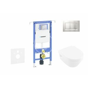 GEBERIT - Duofix Modul na závesné WC s tlačidlom Sigma30, matný chróm/chróm + Villeroy Boch - WC a doska, DirectFlush, SoftClose, CeramicPlus 111.355.00.5 NB7