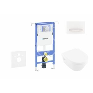 GEBERIT - Duofix Modul na závesné WC s tlačidlom Sigma50, alpská biela + Villeroy Boch - WC a doska, DirectFlush, SoftClose, CeramicPlus 111.355.00.5 NB8