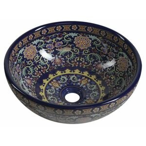 SAPHO - PRIORI keramické umývadlo, priemer 41 cm, fialová s ornamentami PI022