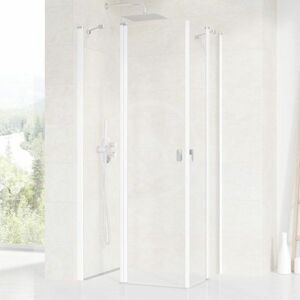 RAVAK - Chrome Rohový sprchovací kút štvordielny CRV2-110, 1080 mm – 1100 mm – farba biela, sklo transparent 1QVD0100Z1