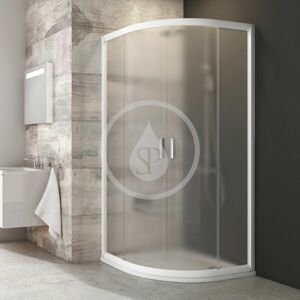RAVAK - Blix Štvrťkruhový sprchovací kút posuvný štvordielny BLCP4, 875 mm – 895 mmx875 mm – 895 mm – farba biela, sklo grape 3B270100ZG