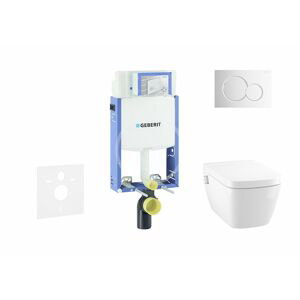 GEBERIT - Kombifix Modul na závesné WC s tlačidlom Sigma01, lesklý chróm + Tece One - sprchovacia toaleta a doska, Rimless, SoftClose 110.302.00.5 NT2