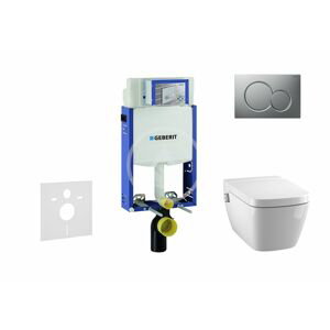 GEBERIT - Kombifix Modul na závesné WC s tlačidlom Sigma01, matný chróm + Tece One - sprchovacia toaleta a doska, Rimless, SoftClose 110.302.00.5 NT3