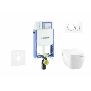 GEBERIT - Kombifix Modul na závesné WC s tlačidlom Sigma20, biela/lesklý chróm + Tece One - sprchovacia toaleta a doska, Rimless, SoftClose 110.302.00.5 NT4