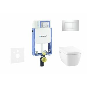 GEBERIT - Kombifix Modul na závesné WC s tlačidlom Sigma30, lesklý chróm/chróm mat + Tece One - sprchovacia toaleta a doska, Rimless, SoftClose 110.302.00.5 NT6