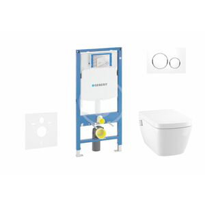 GEBERIT - Duofix Modul na závesné WC s tlačidlom Sigma20, biela/lesklý chróm + Tece One - sprchovacia toaleta a doska, Rimless, SoftClose 111.300.00.5 NT4