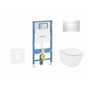 GEBERIT - Duofix Modul na závesné WC s tlačidlom Sigma30, lesklý chróm/chróm mat + Ideal Standard Tesi - WC a doska, Aquablade, SoftClose 111.300.00.5 NU6