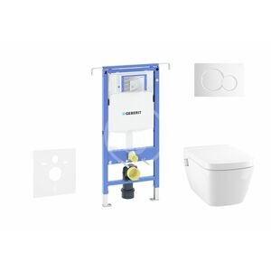 GEBERIT - Duofix Modul na závesné WC s tlačidlom Sigma01, lesklý chróm + Tece One - sprchovacia toaleta a doska, Rimless, SoftClose 111.355.00.5 NT2