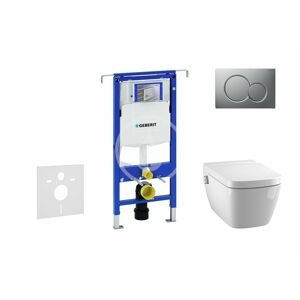 GEBERIT - Duofix Modul na závesné WC s tlačidlom Sigma01, matný chróm + Tece One - sprchovacia toaleta a doska, Rimless, SoftClose 111.355.00.5 NT3