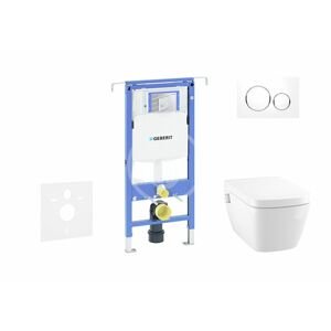GEBERIT - Duofix Modul na závesné WC s tlačidlom Sigma20, biela/lesklý chróm + Tece One - sprchovacia toaleta a doska, Rimless, SoftClose 111.355.00.5 NT4