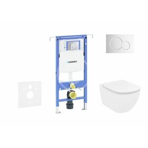 GEBERIT - Duofix Modul na závesné WC s tlačidlom Sigma01, lesklý chróm + Ideal Standard Tesi - WC a doska, Aquablade, SoftClose 111.355.00.5 NU2