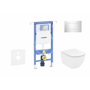 GEBERIT - Duofix Modul na závesné WC s tlačidlom Sigma30, lesklý chróm/chróm mat + Ideal Standard Tesi - WC a doska, Aquablade, SoftClose 111.355.00.5 NU6