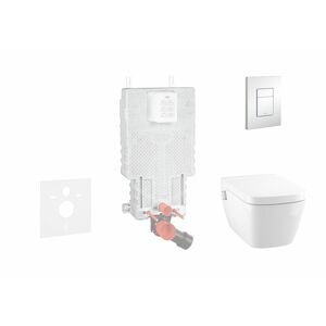GROHE - Uniset Súprava predstenovej inštalácie, sprchovacej toalety a dosky Tece, tlačidla Skate Cosmo, Rimless, SoftClose, chróm 38643SET-KT