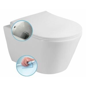 SAPHO - AVVA CLEANWASH závesná WC misa s bidet. spŕškou, Rimless, 35,5x53cm, biela 100312