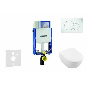GEBERIT - Kombifix Modul na závesné WC s tlačidlom Sigma01, alpská biela + Villeroy Boch - WC a doska, DirectFlush, SoftClose, CeramicPlus 110.302.00.5 NI1