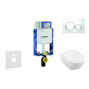 GEBERIT - Kombifix Modul na závesné WC s tlačidlom Sigma20, biela/lesklý chróm + Villeroy Boch - WC a doska, DirectFlush, SoftClose, CeramicPlus 110.302.00.5 NI4