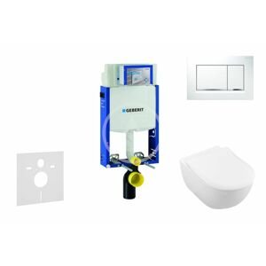 GEBERIT - Kombifix Modul na závesné WC s tlačidlom Sigma30, biela/lesklý chróm + Villeroy Boch - WC a doska, DirectFlush, SoftClose, CeramicPlus 110.302.00.5 NI5