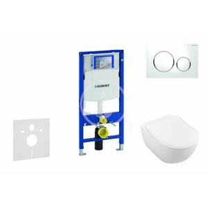 GEBERIT - Duofix Modul na závesné WC s tlačidlom Sigma20, biela/lesklý chróm + Villeroy Boch - WC a doska, DirectFlush, SoftClose, CeramicPlus 111.300.00.5 NI4