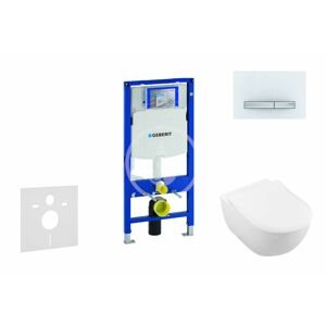 GEBERIT - Duofix Modul na závesné WC s tlačidlom Sigma50, alpská biela + Villeroy Boch - WC a doska, DirectFlush, SoftClose, CeramicPlus 111.300.00.5 NI8