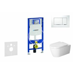 GEBERIT - Duofix Modul na závesné WC s tlačidlom Sigma30, biela/lesklý chróm + Duravit ME by Starck - WC a doska, Rimless, SoftClose 111.300.00.5 NM5