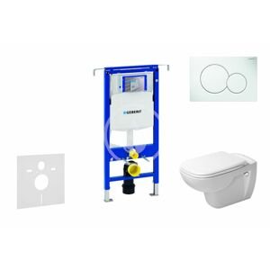 GEBERIT - Duofix Modul na závesné WC s tlačidlom Sigma01, alpská biela + Duravit D-Code - WC a doska, Rimless, SoftClose 111.355.00.5 NH1
