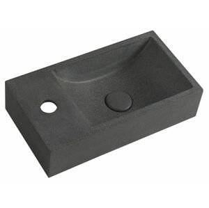 SAPHO - CREST L betónové umývadlo vrátane výpusti, 40x22 cm, čierny granit AR403