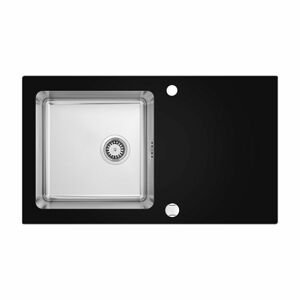 A-Interiéry A-Interiéry - Kuchynský sklenený drez s nerezovou umývacie komorou Pálava 0X2C (86x50 cm) kd-sklo Palava 0X2C
