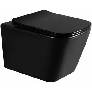 MEXEN/S - Teo Závesná WC misa čierna mat vrátane sedátka soft-close duroplastu, čierna lesk 30850685