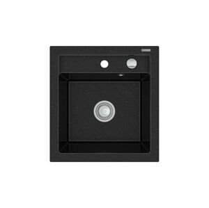 MEXEN MEXEN - Bunky Vito granitový drez 1 520x490 mm, čierna / strieborná metalíza 6503521000-73