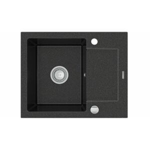 MEXEN MEXEN - Enzo granitový drez 1-misa drez s vypúšťaním krátky Board 576x465 mm, čierna škvrnité 6506571005-76